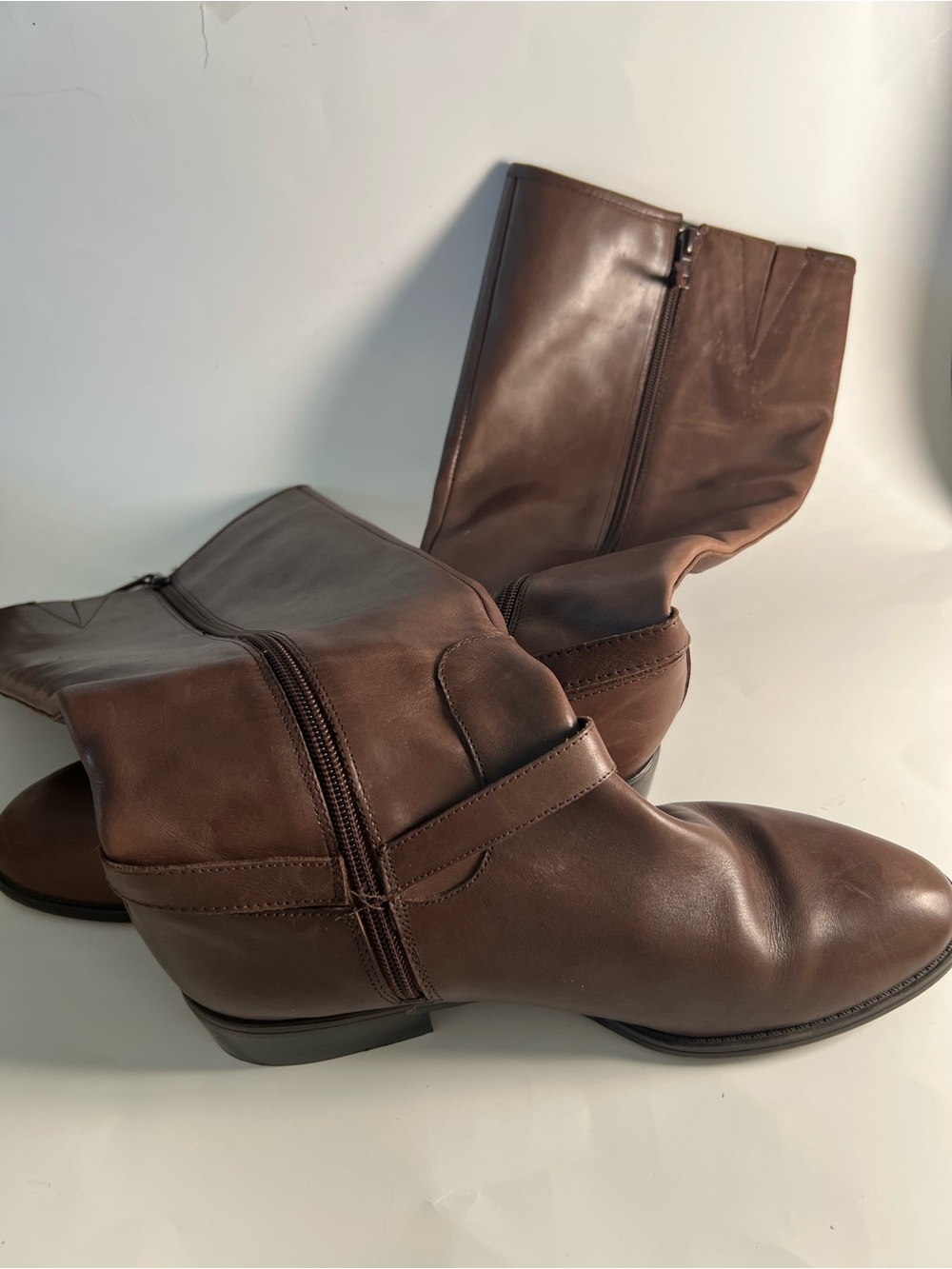 Women’s Ralph Lauren Marion Brown Burnished Leather Tall Riding Boots Size 9.5